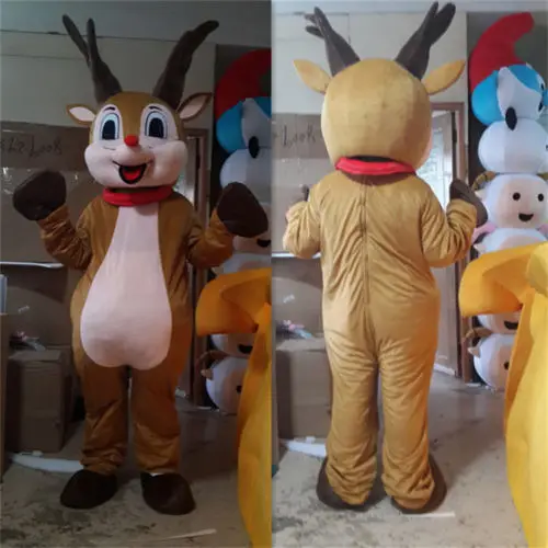 

Xmas Reindeer Mascot Costume Suits Party Adult Cosplay Game Dress Halloween