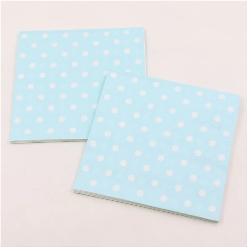 20 шт./упаковка бумажные салфетки в горошек синего/розового цвета детские с днем