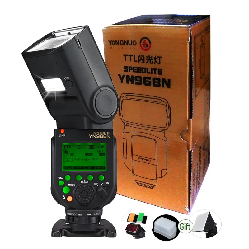 Only 1PCS Flash Yongnuo YN968N TLL HSS Speedlite со светодиодный светильник+ YN622N-TX триггер передатчик 1/8000s 2,4G беспроводной GN60 DSLR вспышка для Nikon - Цвет: Only 1PCS Flash