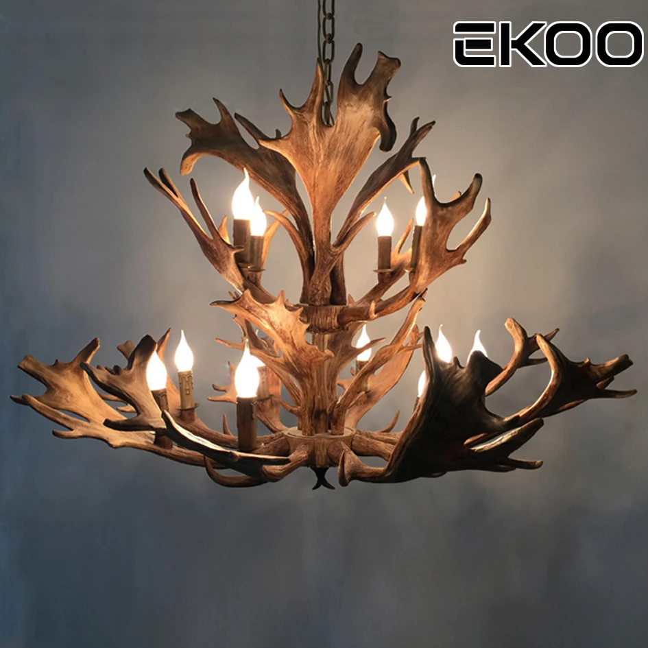Люстра EKOO E12/E14 с рогами оленя винтажная для домашнего кафе в европейском