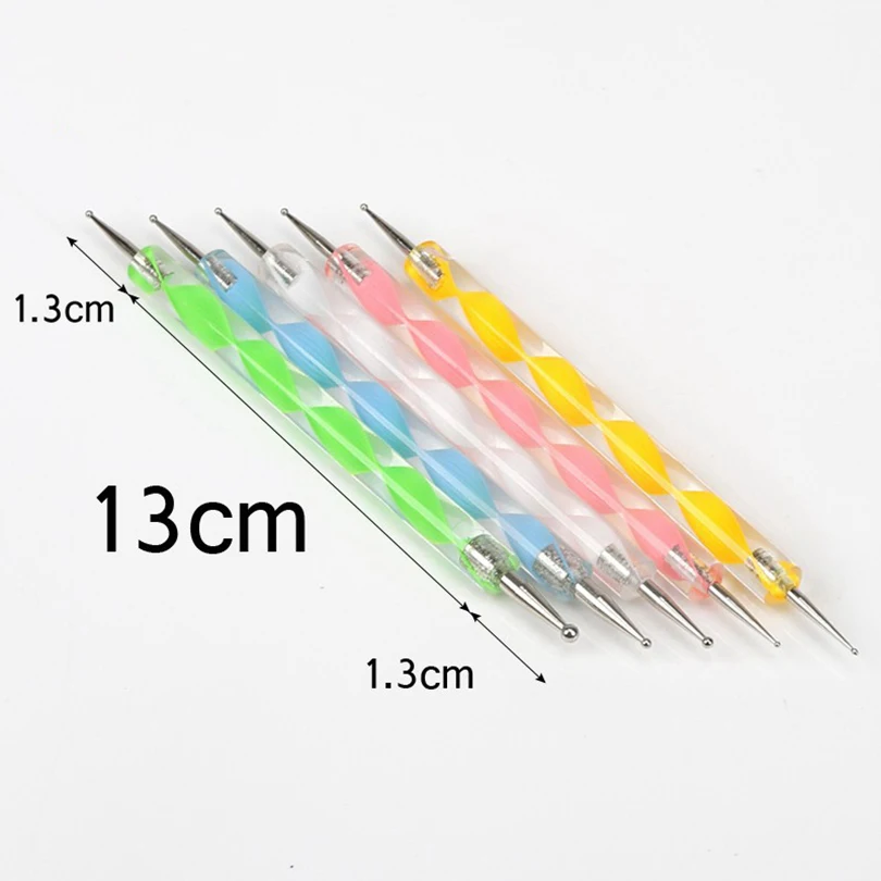 Brainbow 5pcs 2 Way Nail Art Dotting Pens Polish Pen Drill Point Aluminum Marbleizing Painting Dot DIY Tools|nail art tools|drill point pennail