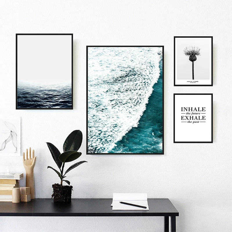 Nordic холст картины Куадрос Decoracion стены Книги по искусству морской прибой печать