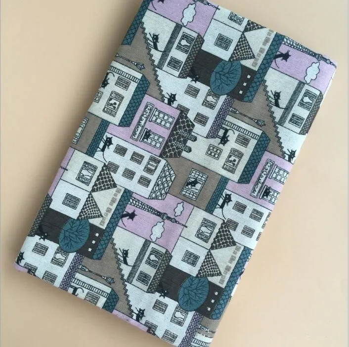 Ткань с принтом для дома и черного кота оптовая продажа льняная хлопковая ткань