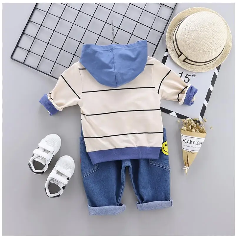 2019 Autumn Baby Girls Boys Clothing Sets Infant Toddler Clothes Suits Striped Hooded Coat Pants Kids Children Costume | Детская одежда