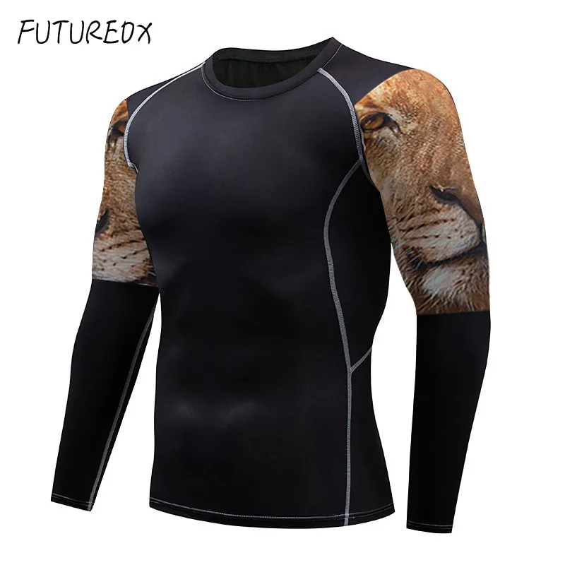 High quality lion head men MMA clothing crossfit thermal underwear fitness clothes men's compression sportswear suit | Мужская
