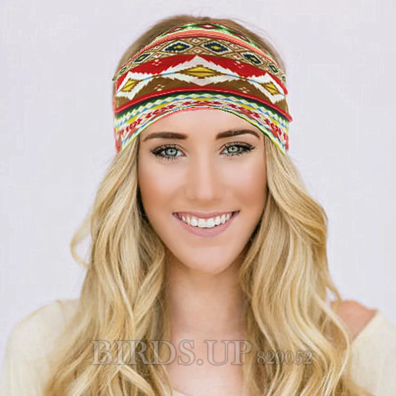 Boho однотонный комплект с эластичной резинкой широкая повязка на голову тюрбан для Для женщин из хлопка для девочек, для занятий спортом, йогой, повязки на голову, повязка на голову, повязка для волос аксессуары для волос
