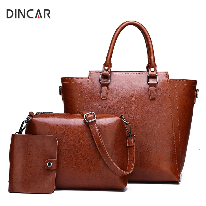 DINCAR 3 шт./компл. Для женщин сумки Роскошные известный бренд композитный PU кожаная