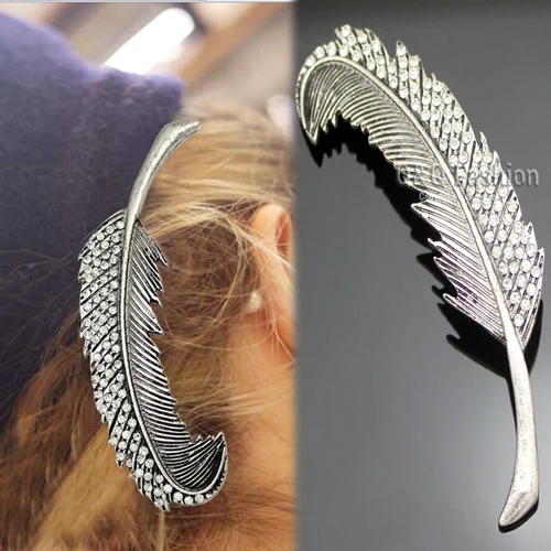 Блогер лист перо Хрустальная заколка для волос зажим манжета с когтями оснастка