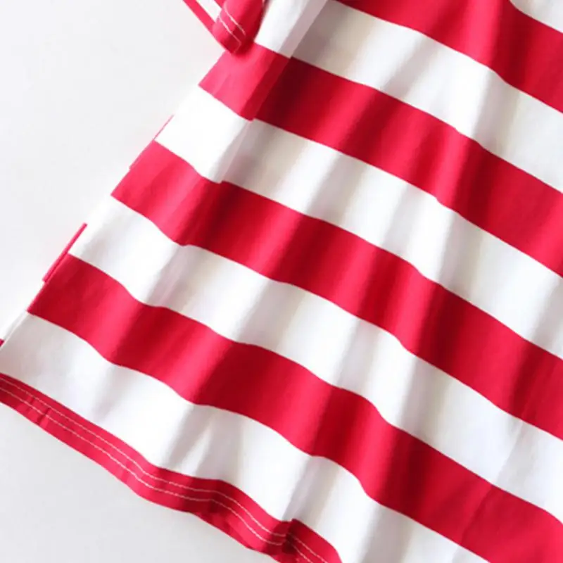 Модные летние Для женщин Свободные Тонкий футболка большой Размеры полосатый