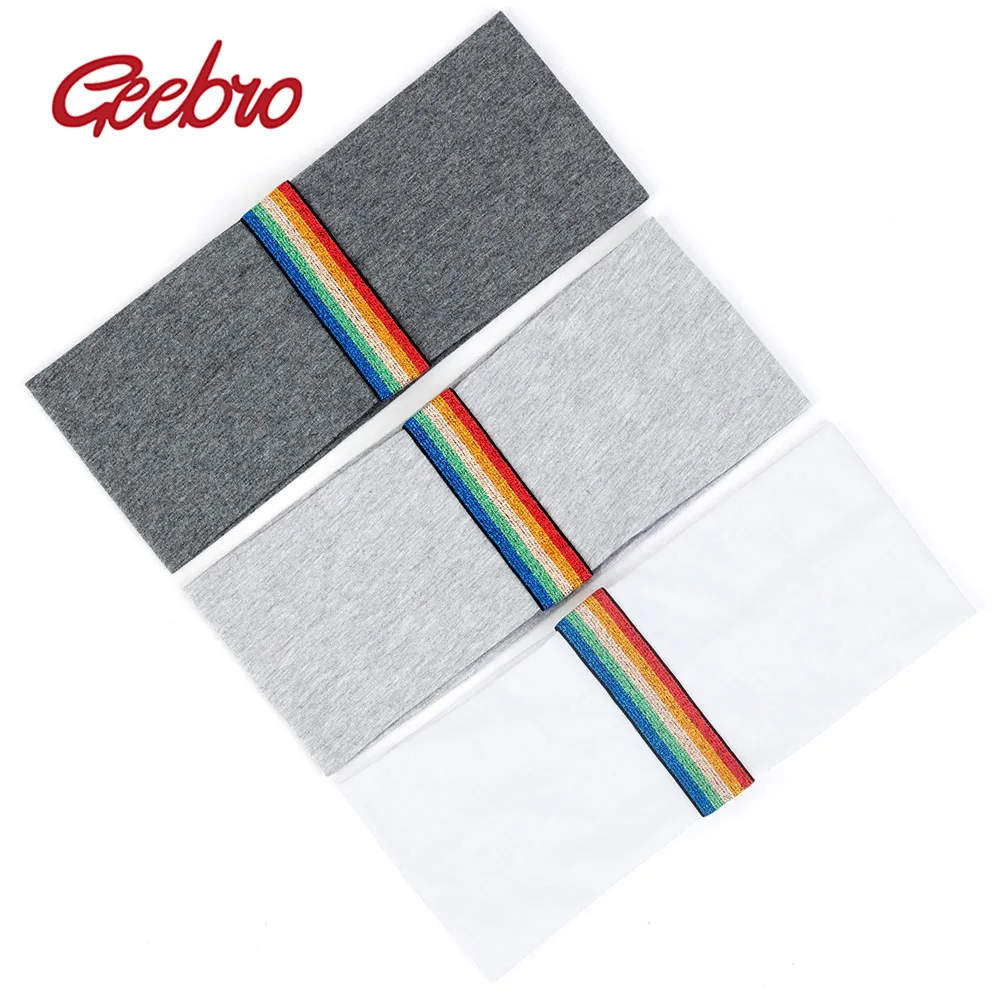 Повязка на голову Geebro в радужную полоску для женщин и девушек хлопковая повязка
