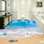 Современные Настенные обои с изображением морской воды, 3D наклейки на пол, ПВХ, самоклеящиеся, Нескользящие, для ванной комнаты
