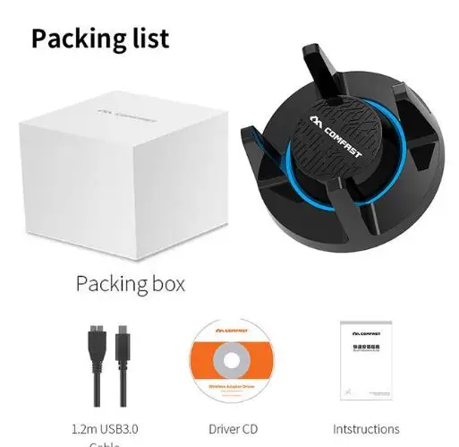 With Retail Package 1900 Мбит/с гигабит USB3.0 Wifi адаптер 802.11AC высокая скорость 5 ГГц Wi-Fi беспроводная сетевая карта двухдиапазонный ПК Wifi приемник adaptador - Цвет: With Retail Package