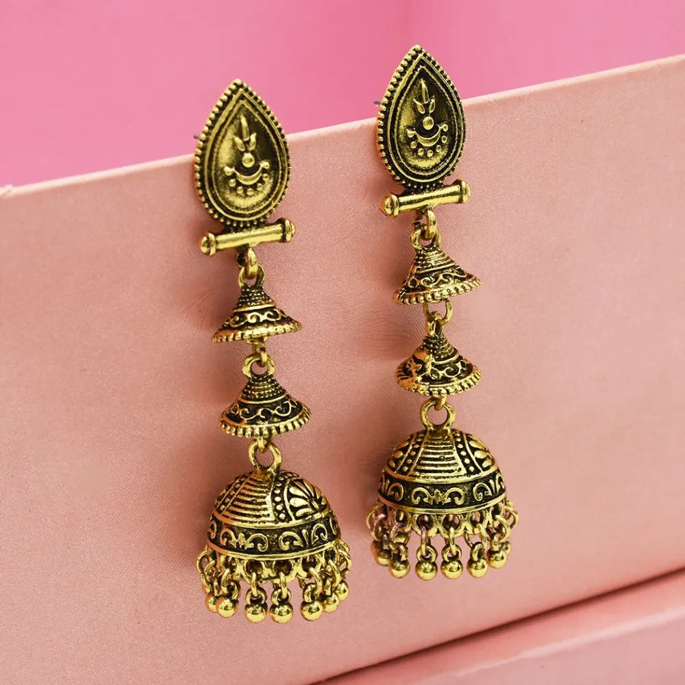 

Afghan India Jhumka Golden Tassel Statement Earrings Drop Pendientes Oorbellen Hippie Tribal Egypt Nepal Gypsy Jewelry