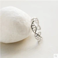 daisies 925 sterling silver dna double helix structure open rings for women handmade girl statement sterling silver jewelry