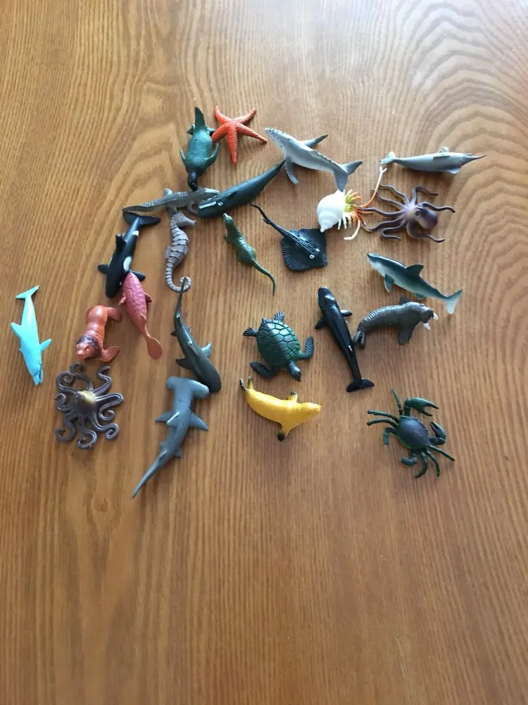 

mylb 24pcs Marine Life Sea Animal Set Whale Shark Octopus Penguin Children Gift Dolphin Turtle Crab Model Toys