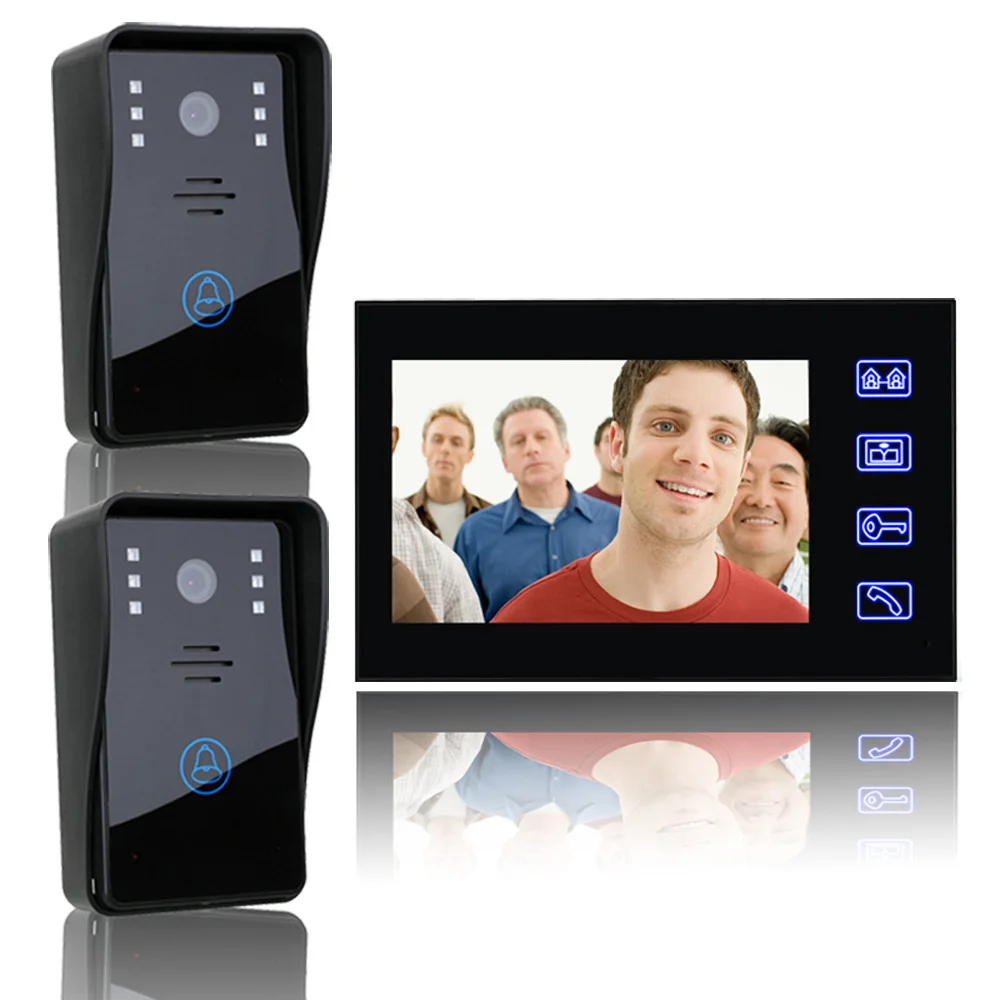 

7" Video Door Phone Intercom Doorbell with 2pcs 1000TVL Outdoor Security CCTV Camera + 1pcs Indoor Monitor Home Security