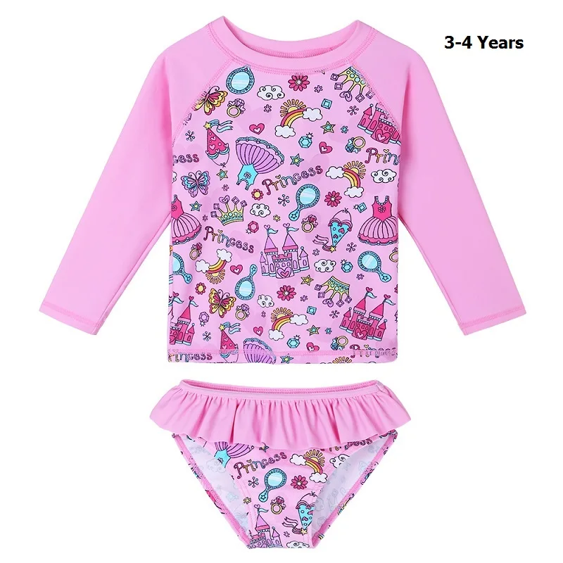 S307 pink 4A BAOHULU/детские купальные костюмы с длинными рукавами и цветочным рисунком для девочек UPF50+ детские купальные костюмы для маленьких девочек - Цвет: S307 pink 4A