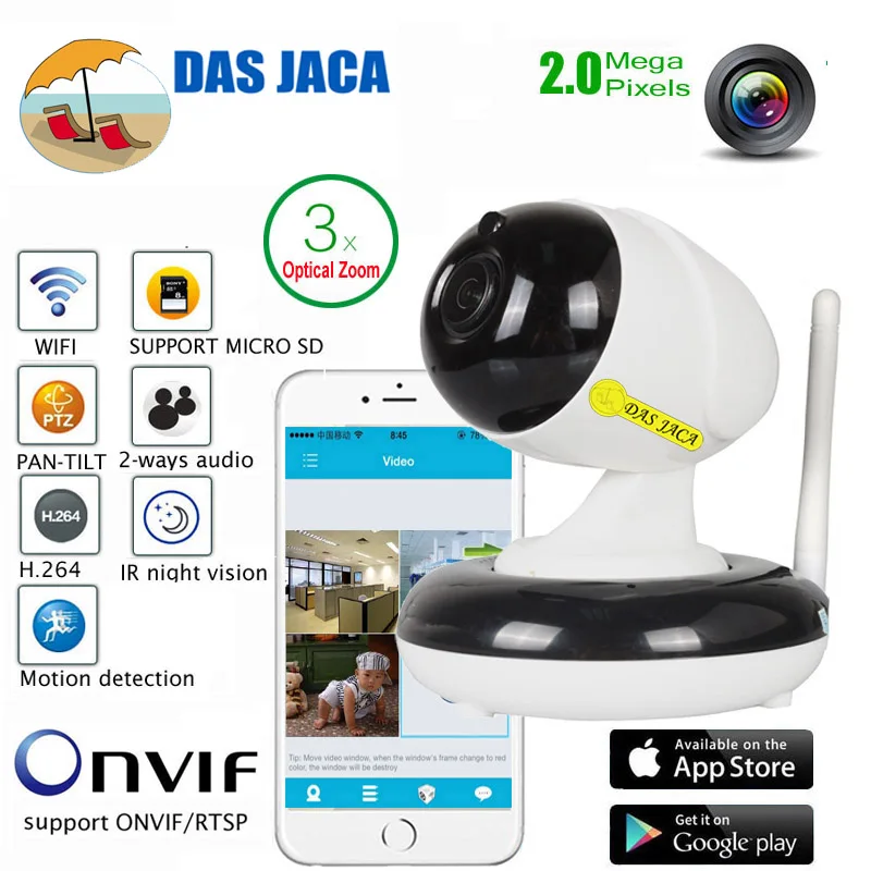 DasJaca 2mp беспроводная камера видеонаблюдения с оптическим зумом Onvif CCTV