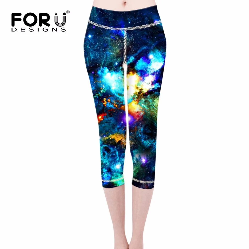 FORUDESIGNS/Леггинсы для фитнеса 3D галактика космические принты трусики женщин