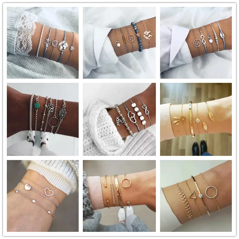 

Fashion 20 Styles Turtle Heart Pearl Wave Leaf Crystal Marble Charm Bracelets For Women Letter Tassel Bangle Jewelry Wholesale