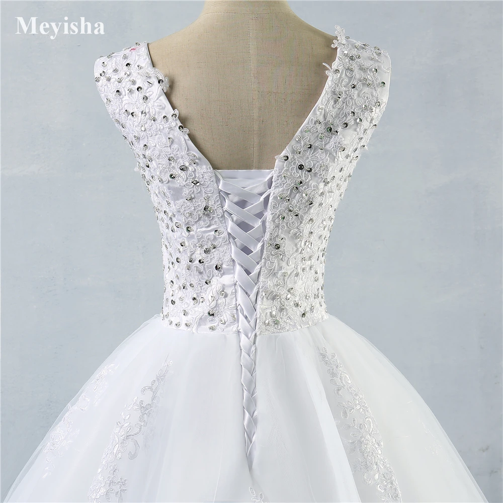 _ 2020 белое платье цвета слоновой кости тюлевые бусины хрустальные V-образный