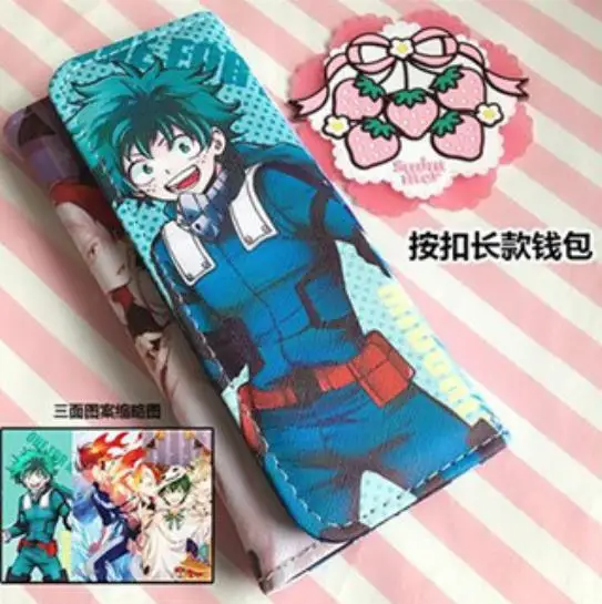 My Hero Academia Мультфильм yuri on ice/date a live/naruto/lovelive/natsume yuujinchou/cell at work pu клатч длинный кошелек кредитный держатель для карт кошелек - Цвет: My Hero Academia