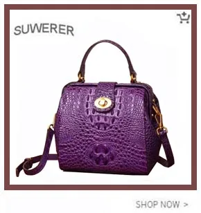 SUWERER New top cowhide women genuine leather bag Embossed crocodile pattern Fashion schoudertas dames luxury leather bag