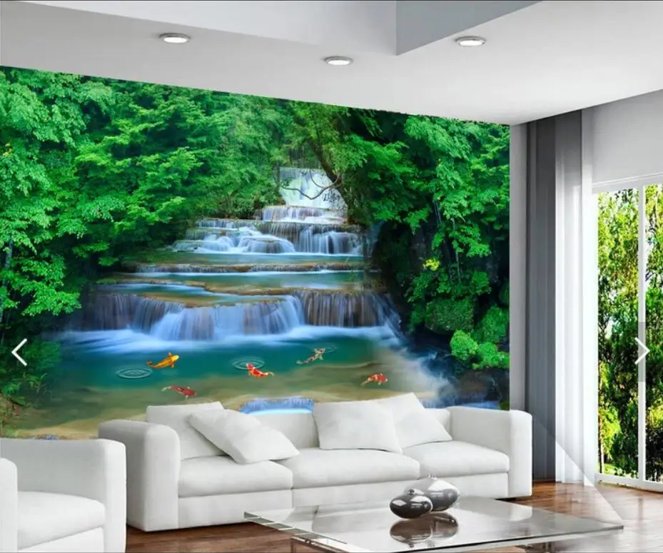 Фотообои с водопадом декоративная настенная 3D Бумага для стен Nature View Canvas HD фото