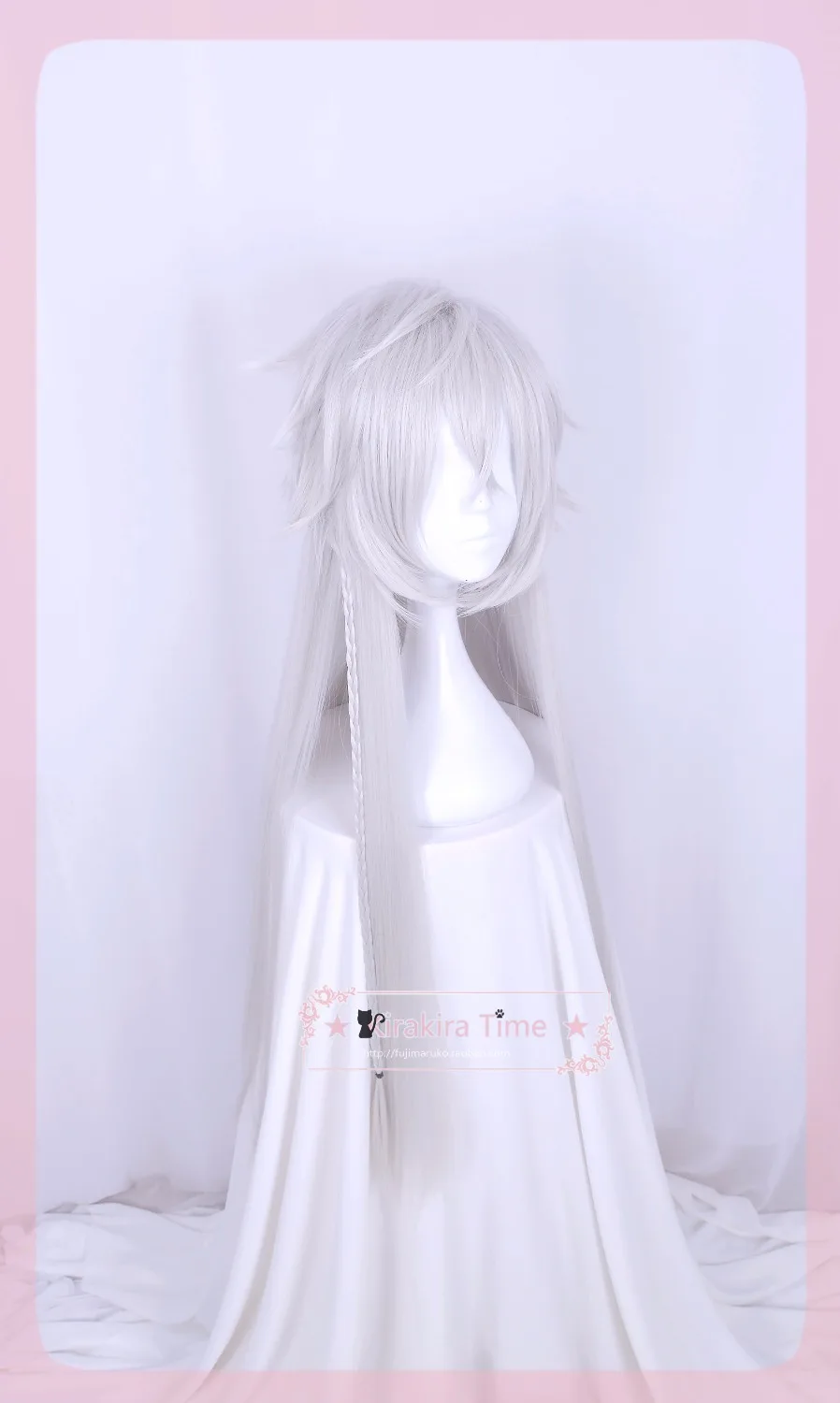

Kuroshitsuji Phantomhive Ciel Cosplay Wig Under Taker Silver 110cm Long Hair Anime Black Butler