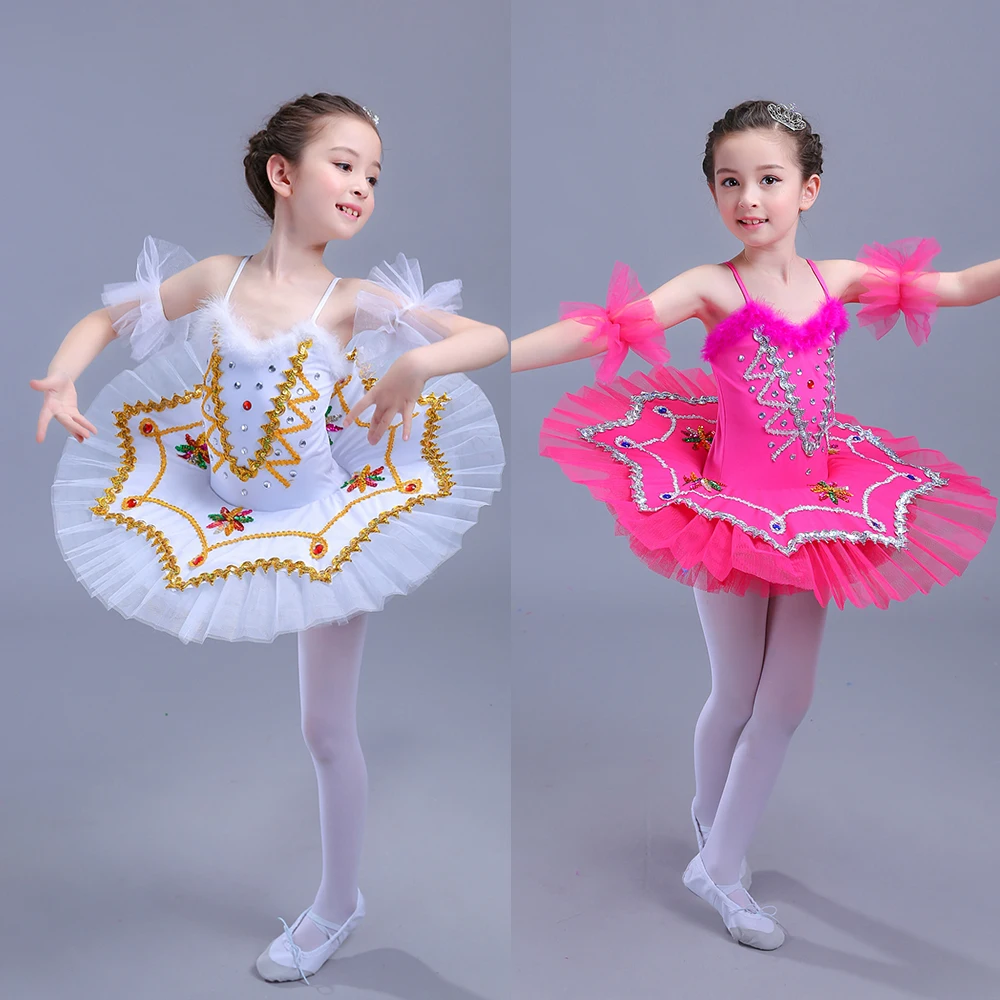

Professionl Ballet Tutus Child Swan Lake Ballet Costume Ballerina Dress Kids Leorard dancing Pancake tutu Dress For Girls