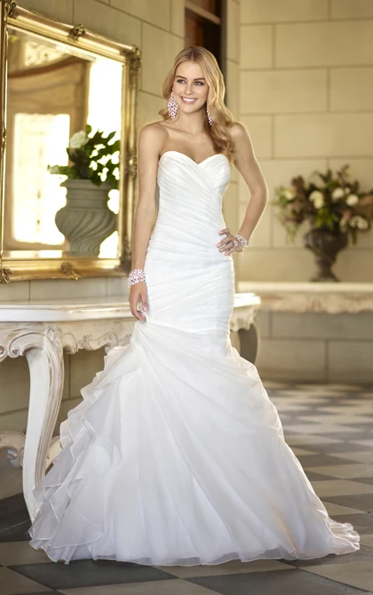 Cheap Beach Wedding Dresses Halter Dress Petite Brides Cap Sleeve Guest Mermaid Floor-Length Court Train Pleat Sw 2015 Wholesale | Свадьбы и