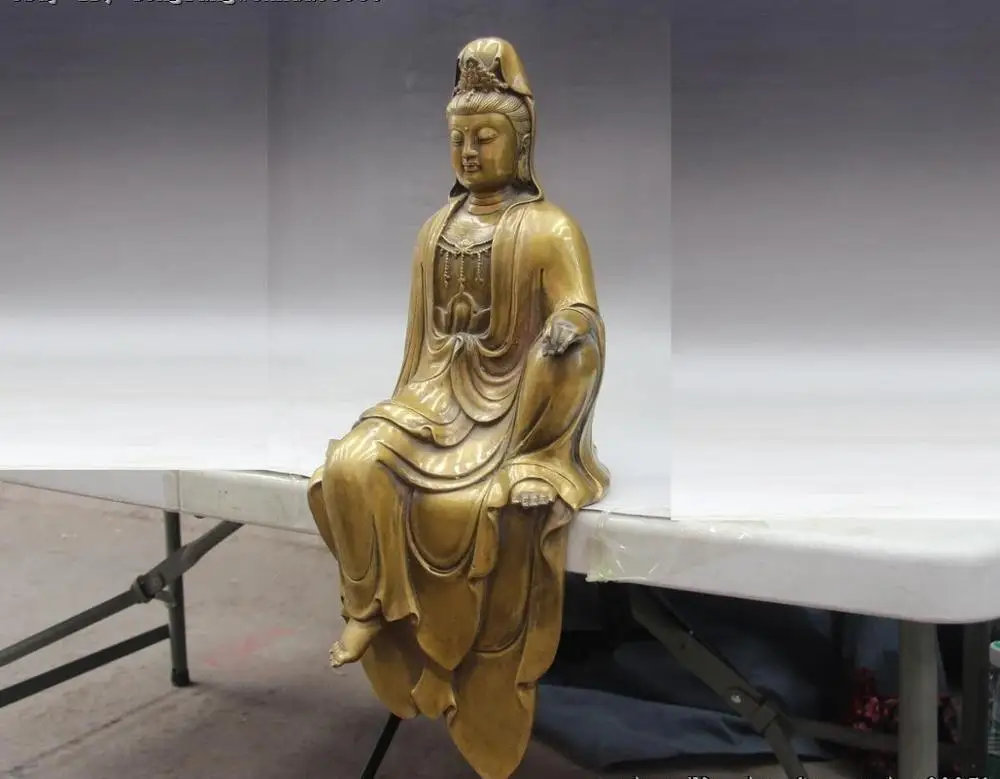 Тибетский храм буддизм латунь Kwan-Yin Guanyin Quan Yin статуя бодхисаттвы богиня | Дом и сад