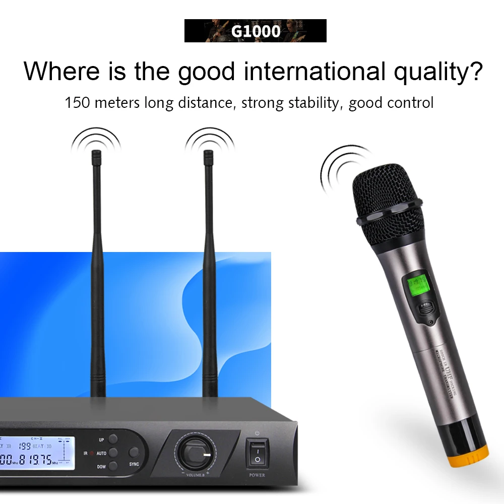 G-MARK G1000 Беспроводная микрофонная система профессиональная дистанция 150 м 2 ручной петличный передатчик автоматическое соответствие частоты