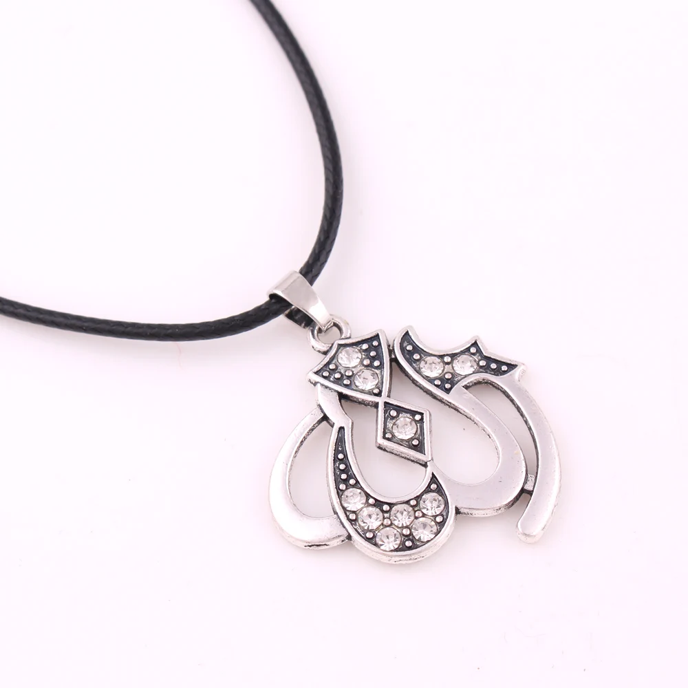 Мусульманские женщины Арабский исламский Бог Аллах медальон кожаное ожерелье