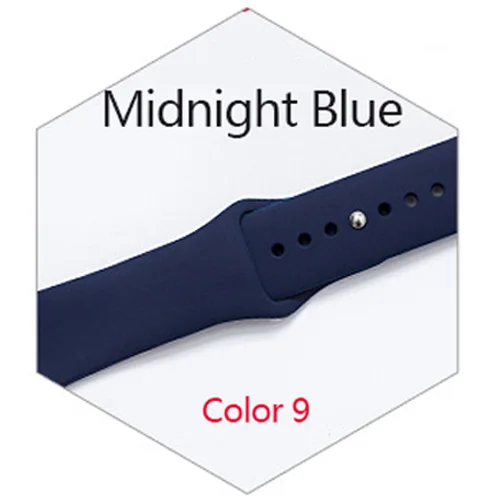 color 9 Цветной мягкий силиконовый спортивный ремешок для Apple watch серии 4, 3, 2, 1 сменный ремешок для iWatch 42 мм, 38 мм, сменный вариант - Цвет ремешка: color 9