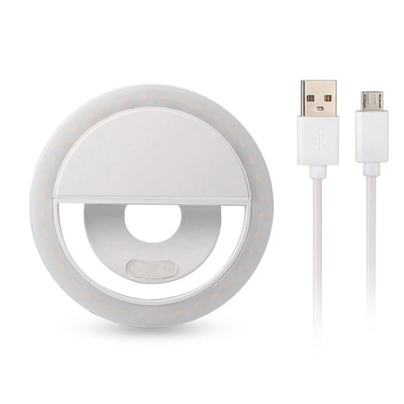 Портативная вспышка со светодиодной USB зарядкой для фотосъемки с кольцом селфи