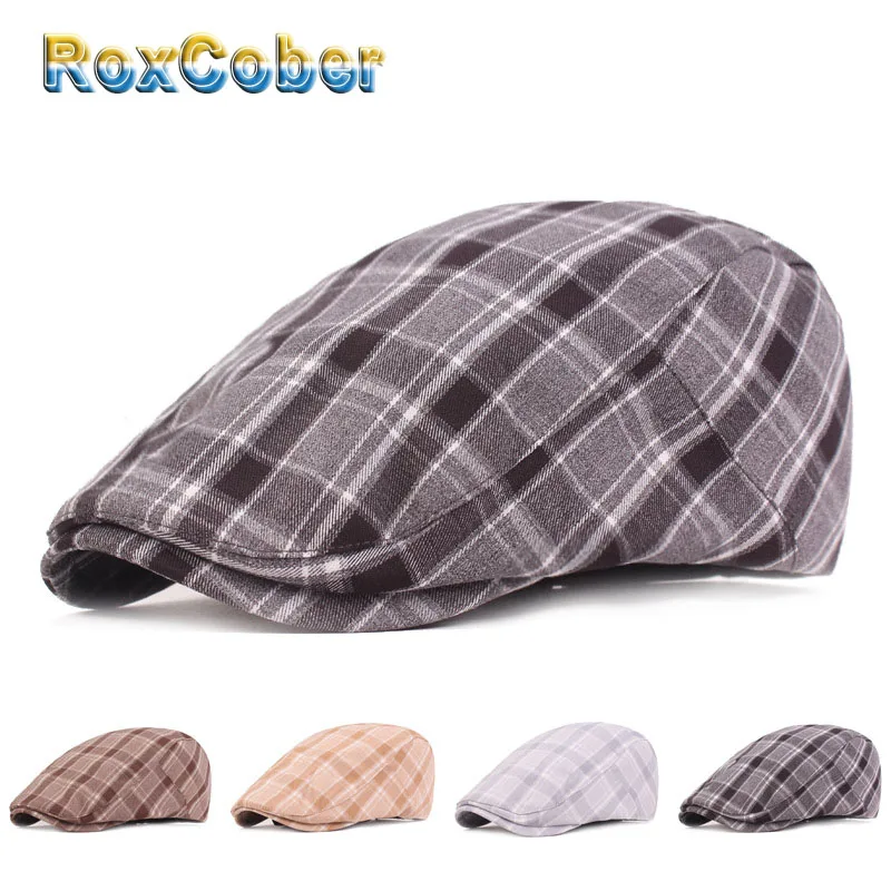 RoxCober клетчатые хлопковые шляпы Гэтсби плющ Повседневная Кепка от солнца для