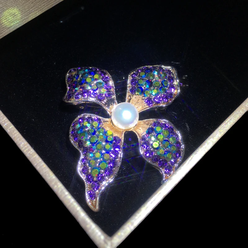 ZHBORUINI High Quality Natural Freshwater Pearl Brooch Flower Purple Color Jewelry For Women Gift Accessories | Украшения и