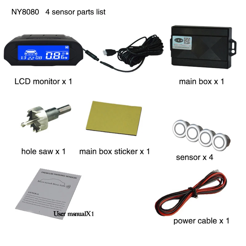 Автомобильный парковочный Парктроник 4 комплекта реверсивный радар ЖК-дисплей