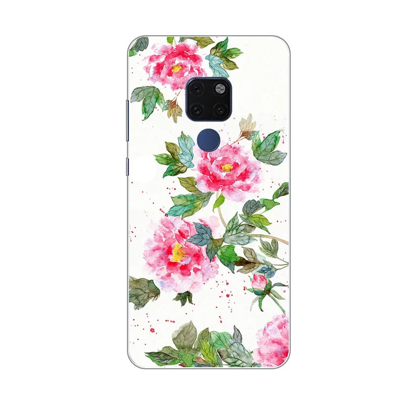 huawei mate 20x Case Silicon Colorful flower Painting Soft TPU Back Cover for Phone protect cases shell |