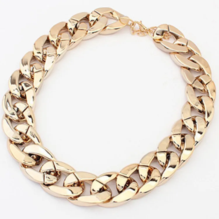 Ожерелье из толстой пластиковой цепи с золотым покрытием|Колье| |