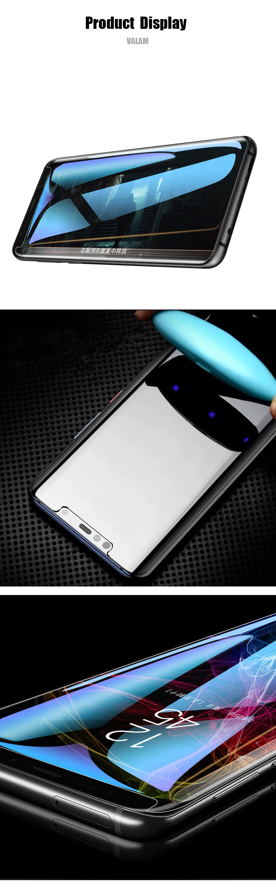 VALAM 3D изогнутое закаленное стекло для LG V30 V40 G7 G8 V50 ThinQ Защитная пленка для экрана УФ жидкое полноклеевое стекло для LG H930 пленка