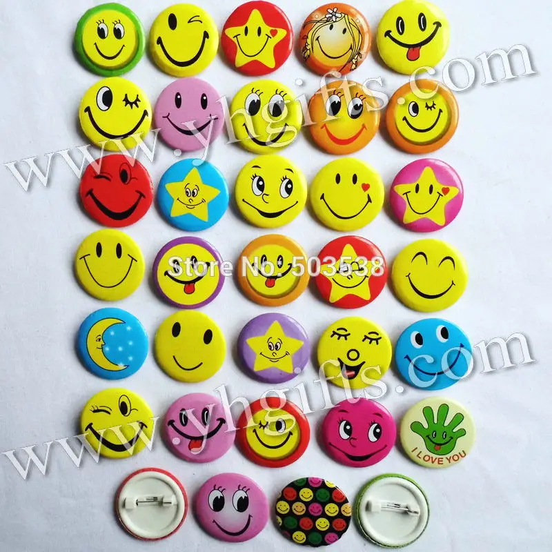 30 шт./лот 4 5 см (1 7 дюйма) Микс smile face броши булавки для ткани школьная награда