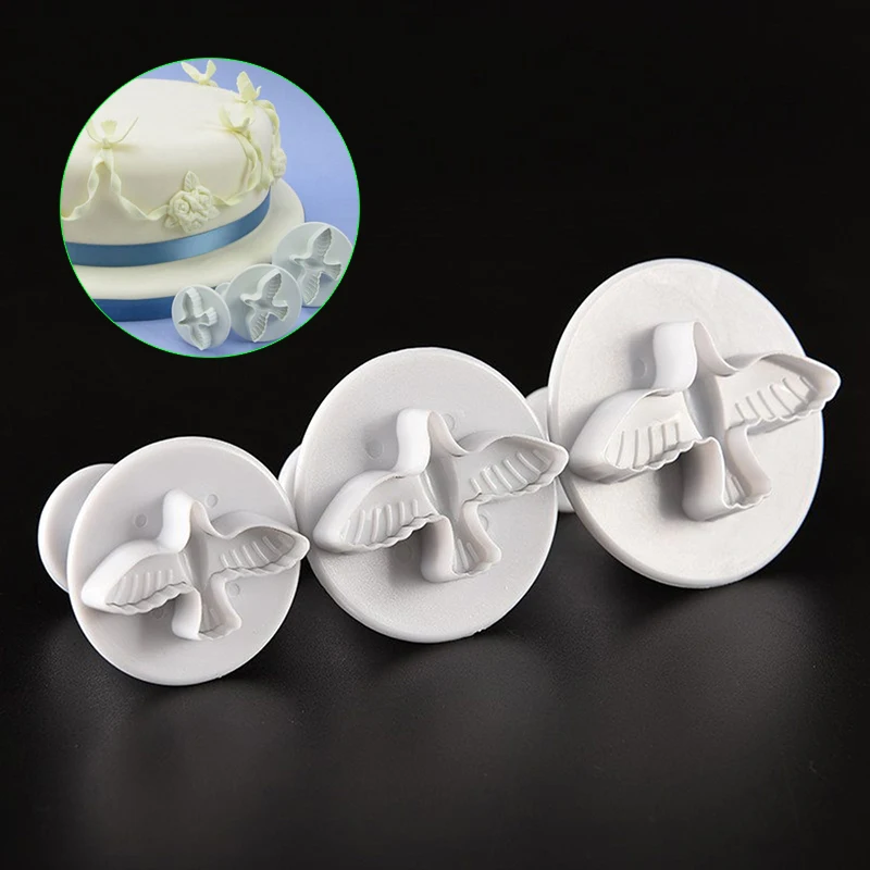 3 шт./компл. украшения торта формочка 2019 голубь Fondant (сахарная) 3D пресс форма для