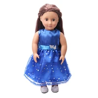 doll clothes stylish baby blue princess dress toy accessories fit 18 inch girl doll and 43 cm baby doll c75