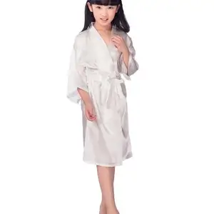 Baby Girls Kid Silk Satin Kimono Robes Bathrobe Sleepwear Wedding Flower Girl Night Dress