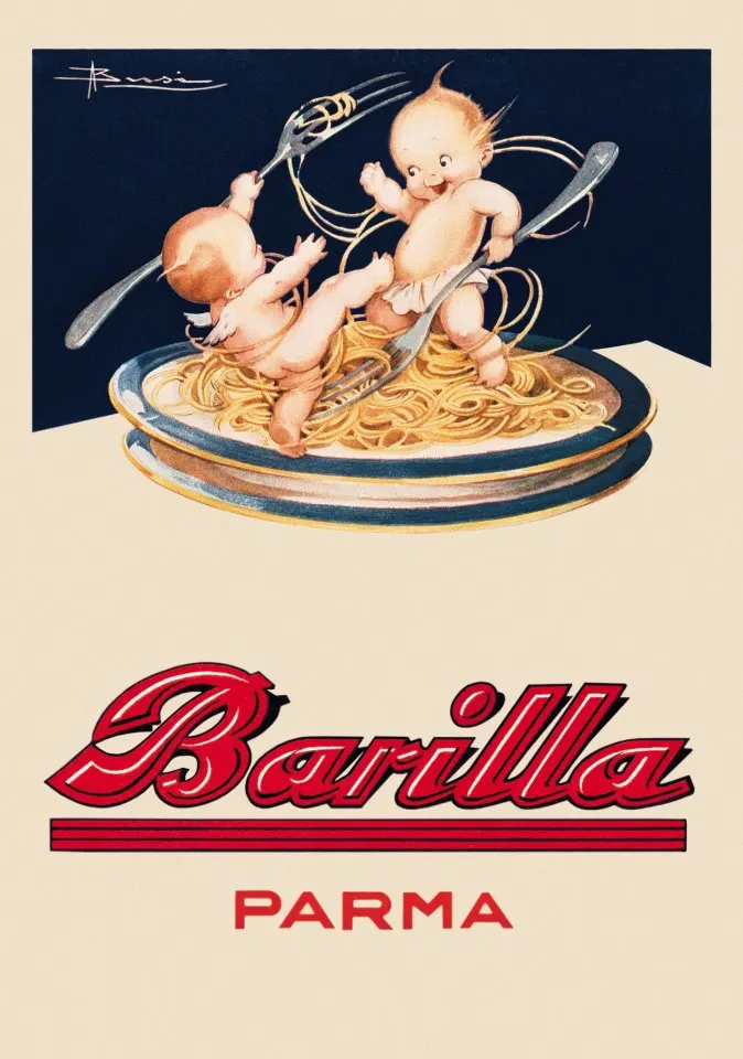 Винтажный рекламный постер с едой Barilla Parma Классические Постеры из крафт-бумаги