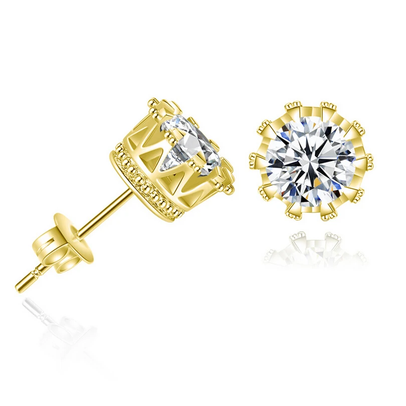 Модная Корона серьги гвоздики ювелирные изделия 6 мм 2 карата ААА кубического