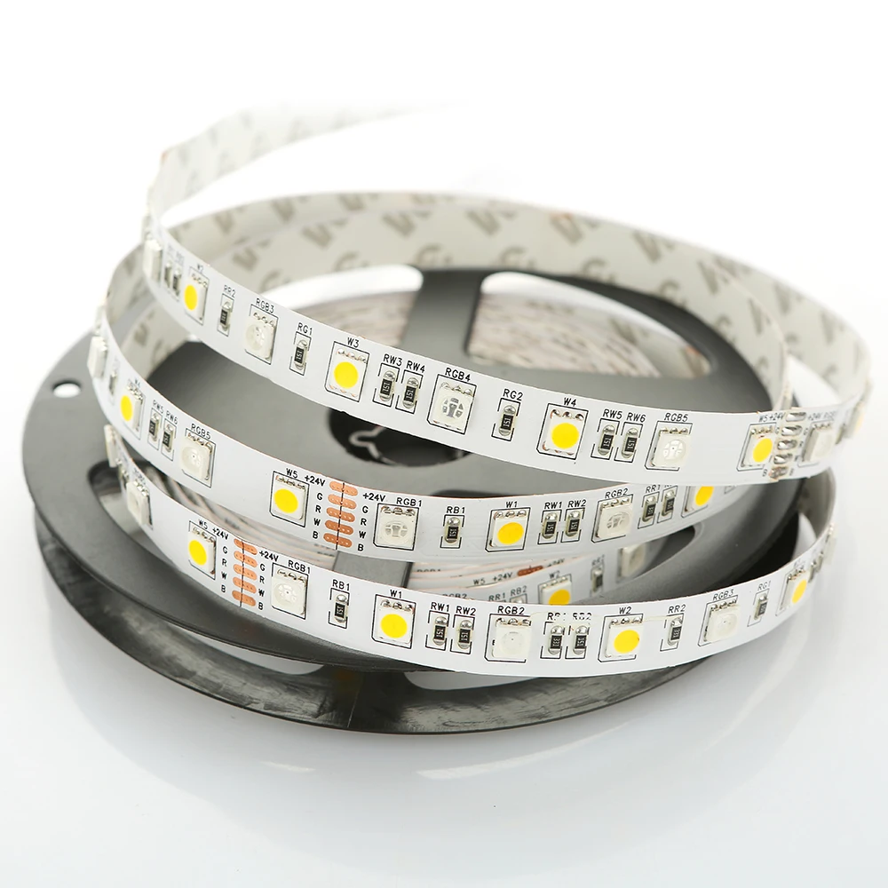 RGBW RGB теплый светодиодный светильник 5050 SMD 12 мм PCB 5 м 60 светодиодов/м DC24V