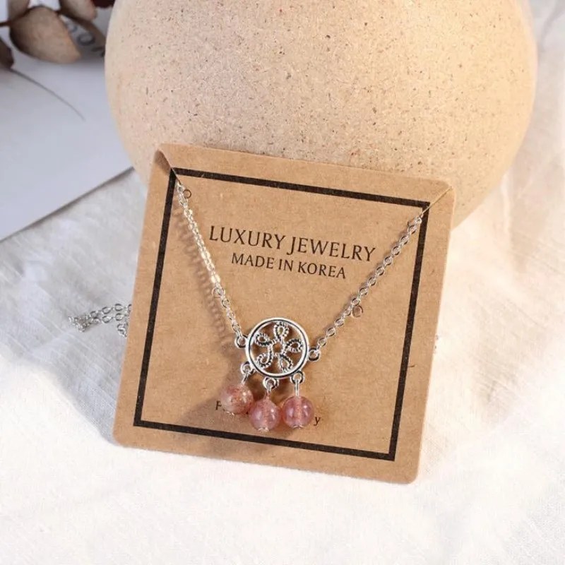Natural Strawberry Fashion Exquisite 925 Sterling Silver Jewelry Female Pink Crystal Hollow Net Beautiful Bracelets SB108 | Украшения и